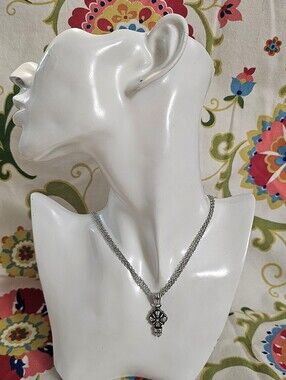 Brighton Silver Floral Cross Pendant Necklace